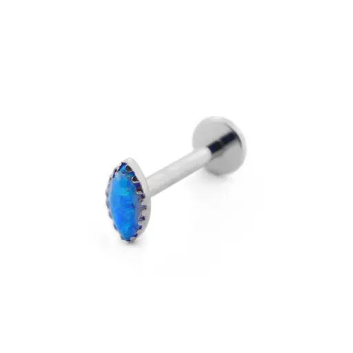 [i_labret_sterile_titane_SUL0003] Piercing Labret - Titane F136 Stérile - Labret 03 interne en titane motif motif opale synthétique