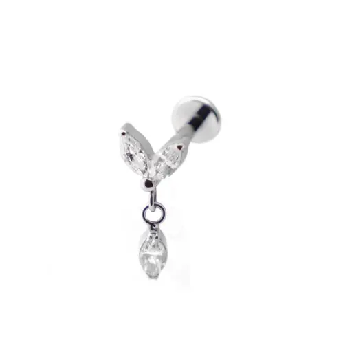 [i_labret_sterile_titane_SUL0001] Piercing Labret - Titane F136 Stérile - Labret 01 interne en titane motif marquise 2 strass 