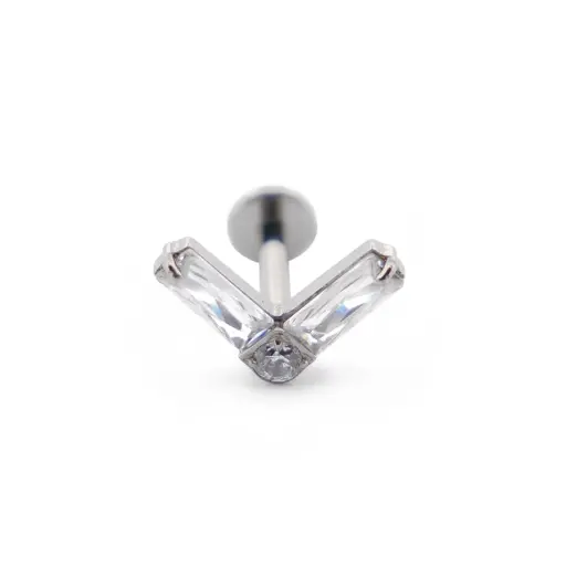 [i_labret_sterile_titane_SUL0006] Labret Stérile Titane Interne 06 - Piercing avec pas de vis interne motif double rectangle à strass
