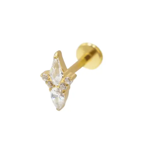 Labret Piercing - Labret Stérile Interne Pvd Gold 40 - Piercing avec pas de vis interne motif losange - 3 coloris