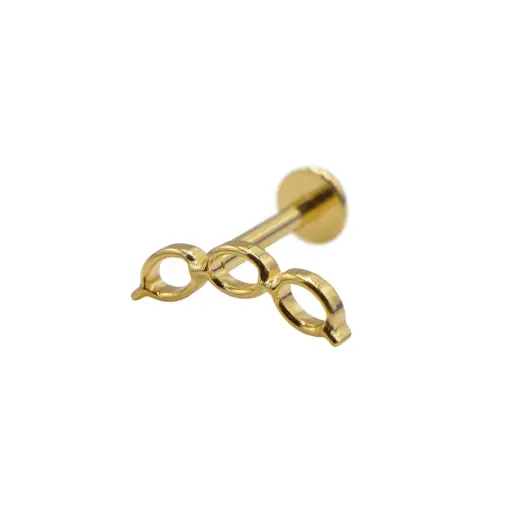 [i_labret_sterile_gold_SUGL0034] Labret Piercing - Labret Stérile Interne Pvd Gold 34 - Piercing avec pas de vis interne motif chaîne