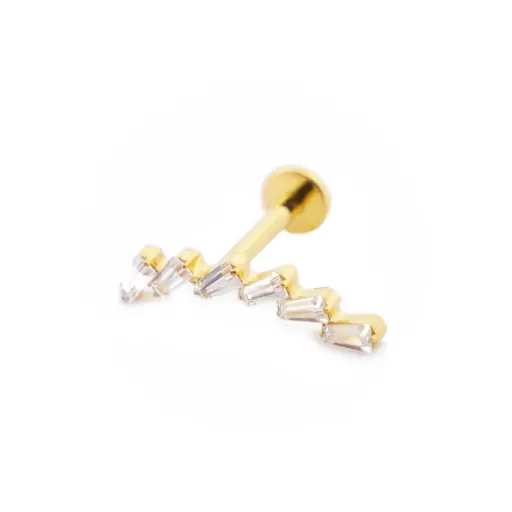 [i_labret_sterile_gold_SUGL0005] Piercing Labret - Titane F136 Gold Stérile - Labret 05 interne en titane pvd gold motif domino