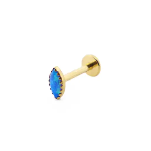 [i_GOLD_labret_sterile-SUGL0003] Piercing Labret - Titane F136 Interne Stérile Gold Gamme Itc - Labret avec pas de vis interne avec opale synthétique 1,2 x 8 mm*