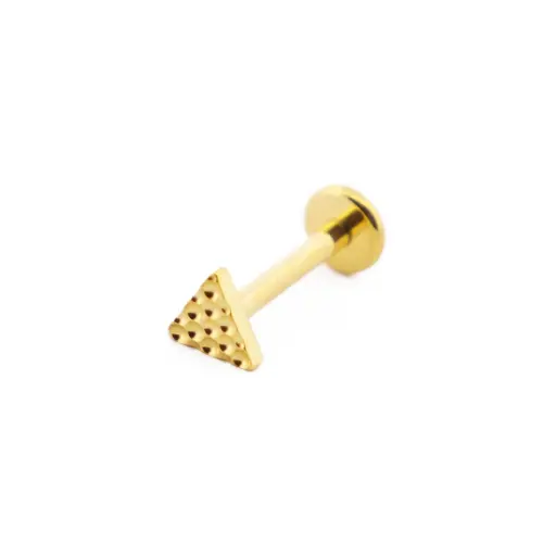 [i_labret_sterile_gold_SUGL0025] Piercing Labret - Titane F136 Gold Stérile - Labret 25 interne en titane pvd gold motif triangle martelé