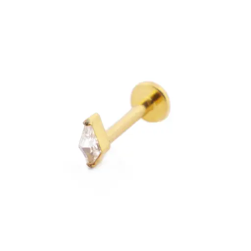 [i_labret_sterile_gold_SUGL0016] Piercing Labret - Titane F136 Gold Stérile - Labret 16 interne en titane pvd gold motif losange à strass