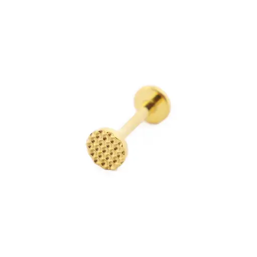 [i_GOLD_labret_threadless_sterile-SUGL0013] Piercing Labret - Titane F136 Threadless Stérile Gold Gamme Itc - Labret sans filetage rond martelé 1,2 x 8 mm*
