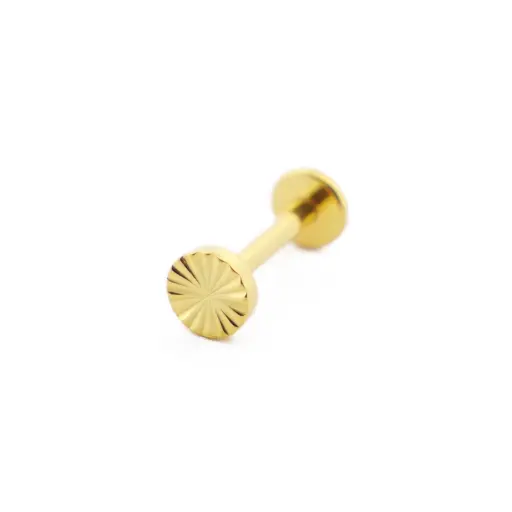 [i_labret_sterile_gold_SUGL0007] Piercing Labret - Titane F136 Gold Stérile - Labret 07 interne en titane pvd gold motif rond strié