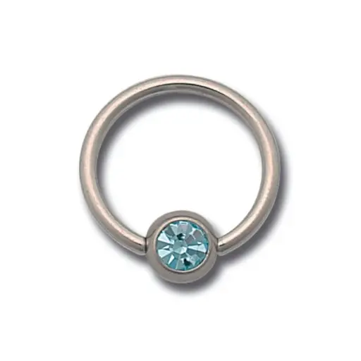 Piercing Anneau - Acier - Anneau Bcr avec bille 4mm cristal coloré