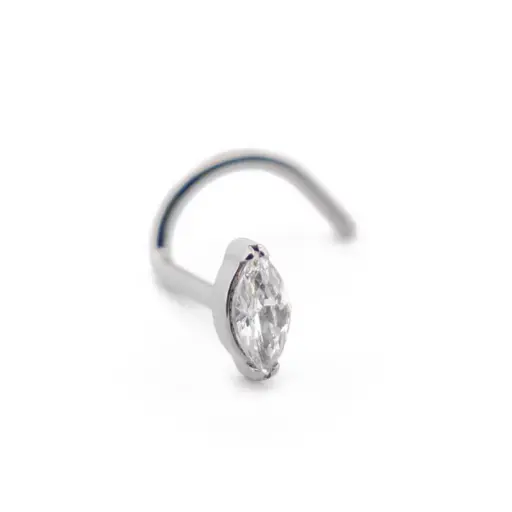 [ST12-i_STUD_nez_strass_ovale-SUS0001] Piercing De Nez - Titane F136 Stérile - Stud de nez avec pas de vis interne et strass oval