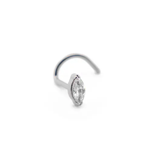 [i_piercing_nez_st12-SUS0001] Piercing De Nez - Titane F136 Stérile - Stud de nez avec pas de vis interne et strass ovale