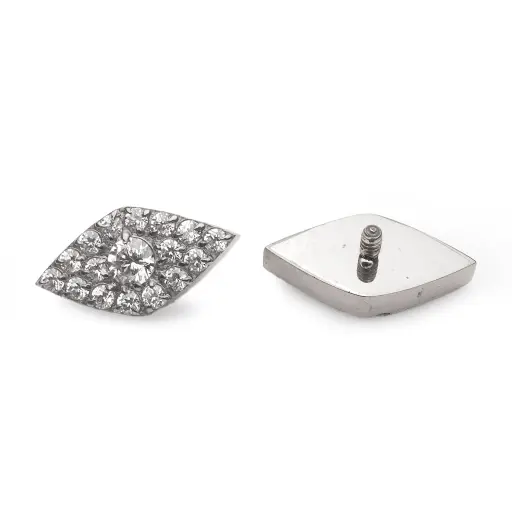 [ns_embout_169-p169_09] Piercing Embout - Titane F136 Gamme Hand Ink - Embout 169 avec pas de vis interne 0,9 mm pour piercing 1,2 mm losange de strass 8,5 mm*