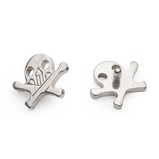 [ns_embout_173-p173_09] Piercing Embout - Titane F136 Gamme Hand Ink - Embout 173 avec pas de vis interne 0,9 mm pour piercing 1,2 mm tête de mort 8,5 mm*