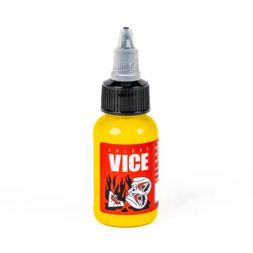 [b_NON_REACH_encre_vice_amarillo-780853] Encre Entrainement Tattoo Jaune - Vice Colors Amarillo - Encre artistique pour l'entrainement au tatouage NON REACH 30 ml*