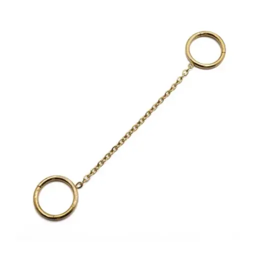 [i_GOLD_anneau_acier-PCD1571.2X8] Piercing Anneau - Acier Gold Gamme Itc - Clicker 157 avec chaînette et fermeture à charnière 1,2 x 8 mm*