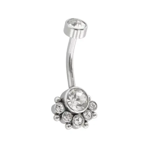 [i_banane_acier-NR108] Piercing Banane - Acier - Banane avec pas de vis interne double strass 1,6 x 10 mm*