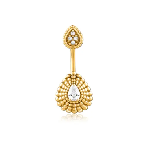 [i_banane_acier_dore_nombril_PNR82] Piercing Banane - Acier doré - Banane pour nombril 82