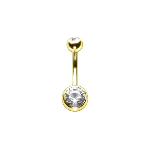 Piercing Banane - Acier doré - Banane pour nombril avec strass