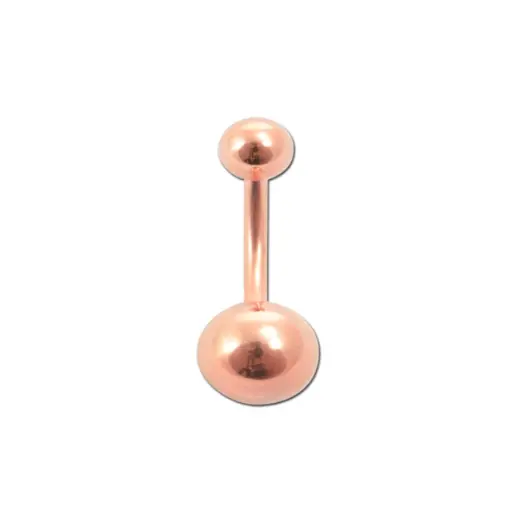 [i_banane_acier_dore_rose_nombril_RNBB] Piercing Banane - Acier doré rose - Banane pour nombril - Boules 5 / 8 mm