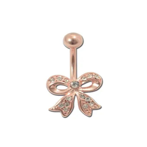 [i_banane_acier_dore_rose_nombril_RNF03] Piercing Banane - Acier doré rose - Banane pour nombril 03