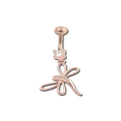 [i_banane_acier_dore_rose_nombril_RNF06] Piercing Banane - Acier doré rose - Banane pour nombril 06