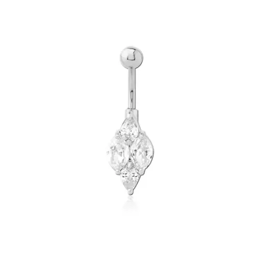 [i_banane_rhodium_fantaisie_nombril_NR57] Piercing Banane - Rhodium - Banane fantaisie pour nombril 557