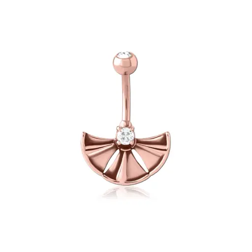 [i_banane_acier_dore_rose_fantaisie_nombril_NR64] Piercing Banane - Acier doré rose - Banane fantaisie pour nombril 64