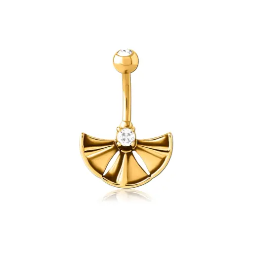 [i_banane_acier_dore_fantaisie_nombril_NR65] Piercing Banane - Acier doré - Banane fantaisie pour nombril 65