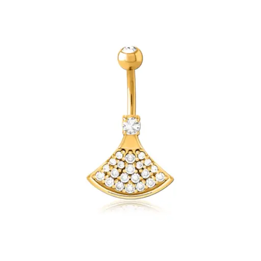 [i_banane_acier_dore_fantaisie_nombril_NR67] Piercing Banane - Acier doré - Banane fantaisie pour nombril 67
