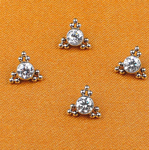 Embout Piercing - Titane F136 Gamme Hand Ink - Embout 20 avec pas de vis interne perle et strass