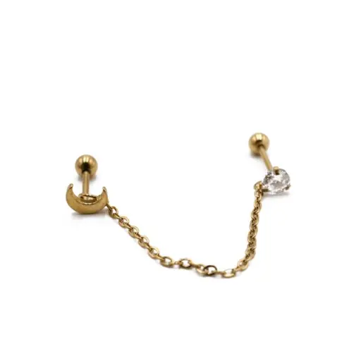 [i_barbell_acier_pvd_doré_tragus_PHD173] Piercing Barbell - Acier Pvd Doré - Barbell spécial tragus 173