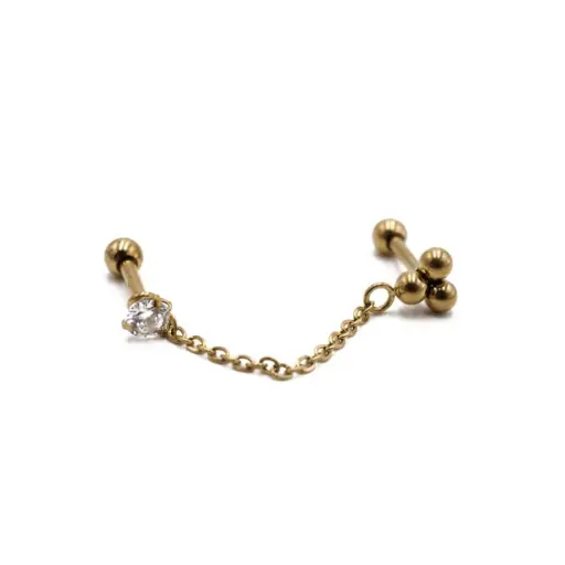 [i_barbell_acier_pvd_doré_tragus_PHD172] Piercing Barbell - Acier Pvd Doré - Barbell spécial tragus 172