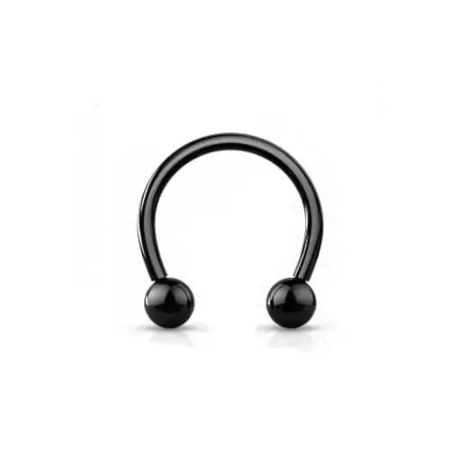 Piercing Fer à Cheval - Titane Noir - Fer a cheval en titane noir avec boules