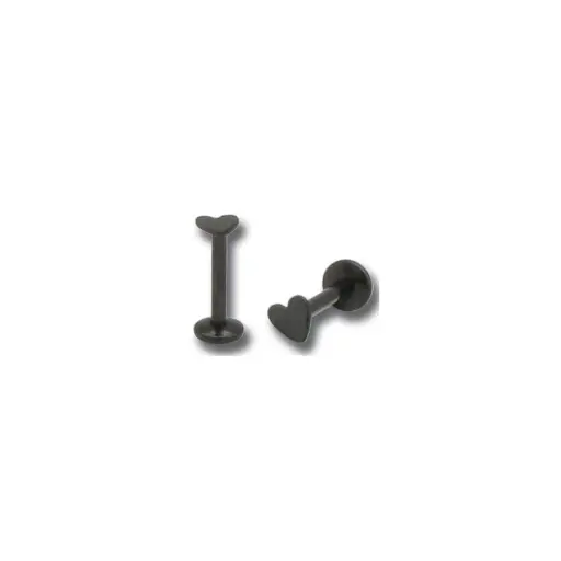 [i_NOIR_labret_acier_coeur-NHD127] Piercing Labret - Acier Noir - Labret Motif Cœur 127 