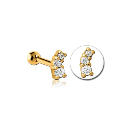 [i_labret_acier_dore_PHD65] Piercing Labret - Acier Doré - Labret à strass 65