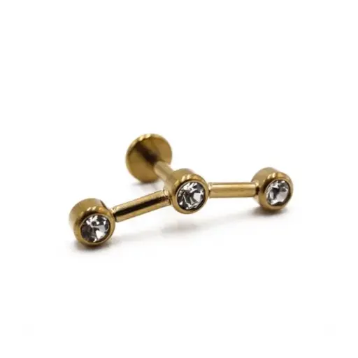 [i_GOLD_labret_acier-PHD7803] Piercing Labret - Acier Pvd Doré - Labret 7803