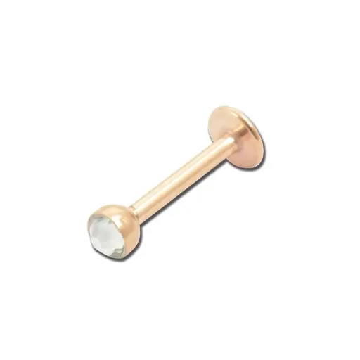 [i_labret_acier_rose-dore_RSLAB] Piercing Labret - Acier Doré Rose - Labret doré rose cristal blanc