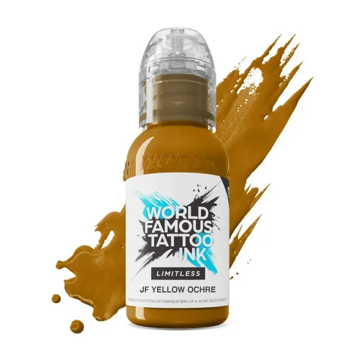 [ki_REACH_encre_world_jf_yellow_ochre-LTJFYO1-S] Encre Tattoo Jaune - World Famous Ink Limitless JF Yellow Ochre - Mélange pour le tatouage encre reach 30 ml*