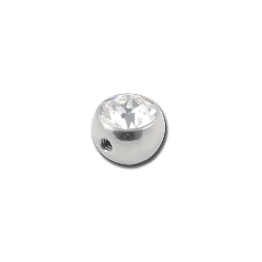 [i_embout_vis_acier_VD28] Embout Piercing - Acier - Bille cristal facette 28