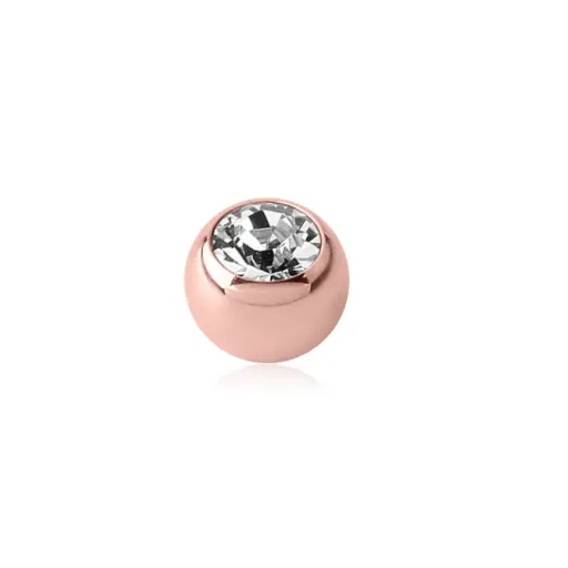 Embout Piercing - Acier Doré Rose - Bille cristal facette