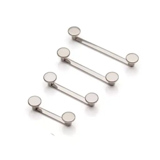 Piercing Surface - Flatbar Titane F136 - Barre d'implant agrafe à 90° avec pas de vis interne et disque plat de 4 mm*