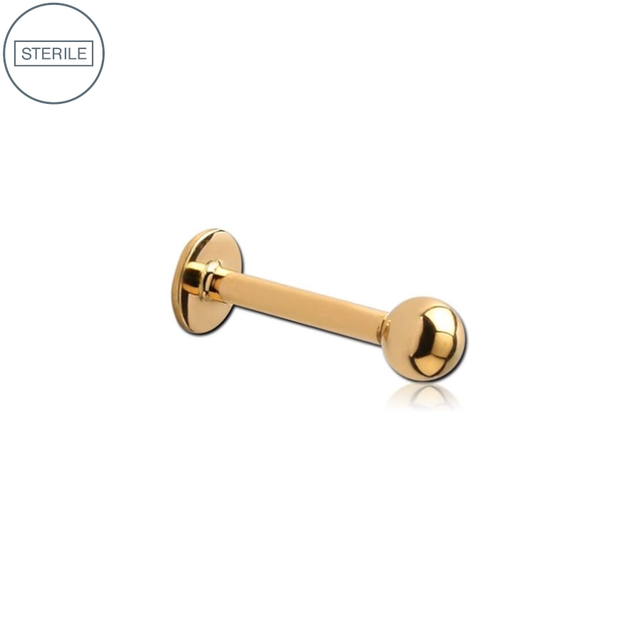 Piercing Labret Sterile - Piercing en titane pvd gold sterile avec bille