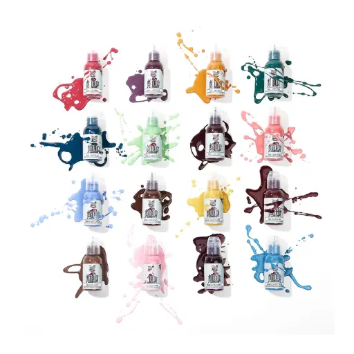 [ki_encre_world_set_pancho_colour_16x30ml-LTADPPC1-S] Set Encre Tattoo - World Famous Ink Limitless A.D. Pancho Pro Colour Set - Mélange pour le tatouage reach 16 x 30 ml*