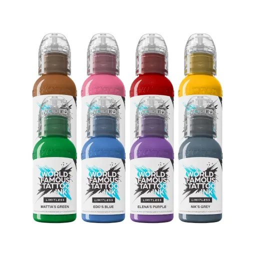 [ki_REACH_encre_world_set_mambo_destrutturato-LTMADF1-S] Set Encre Tattoo - World Famous Ink Limitless -   The Mambo Destrutturato Family Set - Melange pour le tatouage REACH 8 x 30 ml