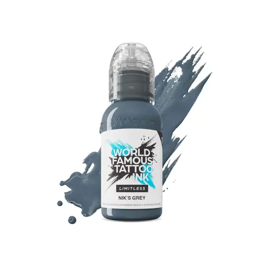 [ki_REACH_encre_world_niks_gray-LTMANG1-S] Encre Tattoo Grise - World Famous Ink Limitless - Nik's Grey - Melange pour le tatouage REACH 30 ml