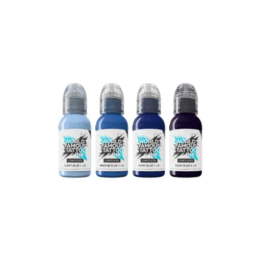 Set Encre Tattoo - World Famous Ink Limitless -   Collection Shades of Blue - 4 x 30 ml