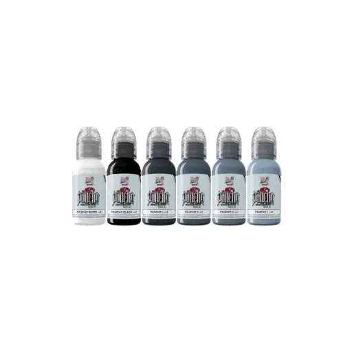 Set Encre Tattoo - World Famous Ink Limitless -   Set A.D. Pancho Pastel Grey v2 - 6 x 30 ml