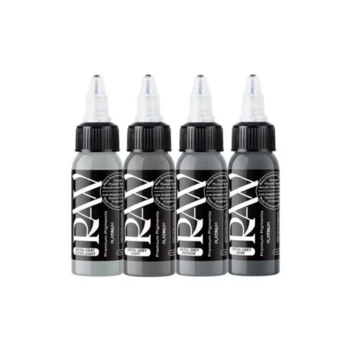 [tl_REACH_set_encre_raw_grey_colour] Encre Tattoo Set - Grey Colour Set - Mélange pour le tatouage encre reach 4 x 30 ml
