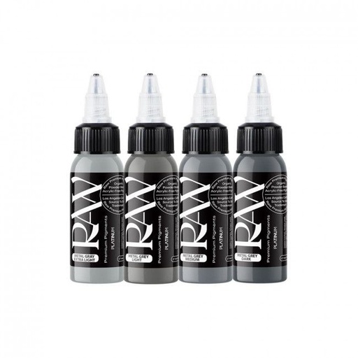 Encre Tattoo Set - Raw Pigment Grey Colour Set - Mélange pour le tatouage encre reach 4 x 30 ml