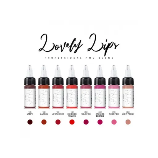 Pigment Pmu - Nuva Colors - Lip Collection Set - Mélange pour le maquillage permanent REACH 8 x 15 ml