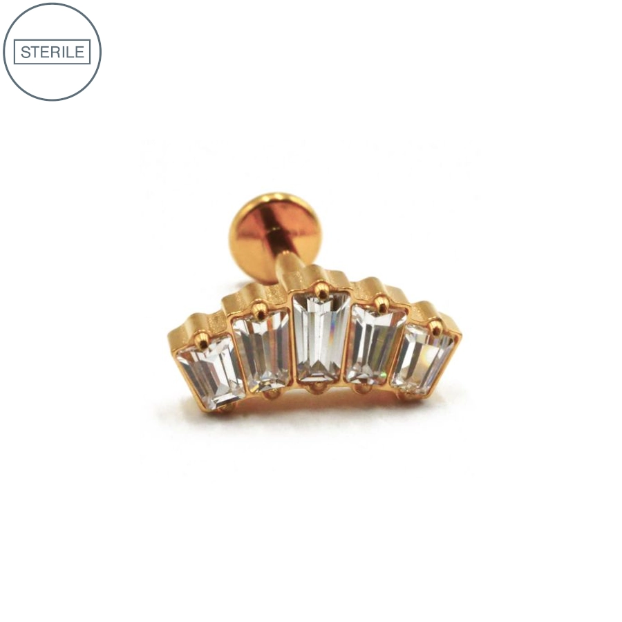 [i_labret_sterile_pvd_gold_28-stvxla28] Labret Stérile Interne Gamme Itc Pvd Gold 28 - Piercing avec pas de vis interne couronne strass blanc